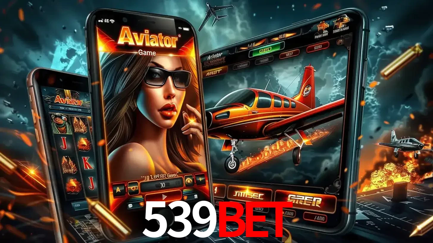 O popular jogo de apostas Aviator exibido em vários celulares e tablets, mostrando a interface emocionante e a ação de voo disponíveis para jogar agora no 539bet.