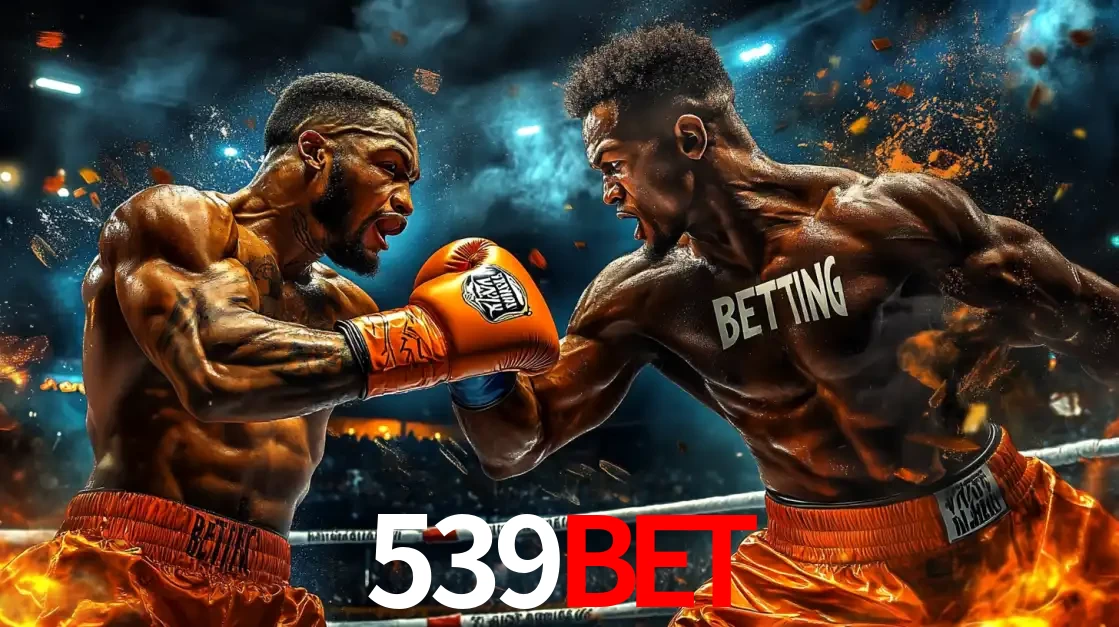Dois boxeadores em uma luta intensa e explosiva, representando a adrenalina e as oportunidades de apostas em esportes de combate disponíveis na plataforma 539bet.