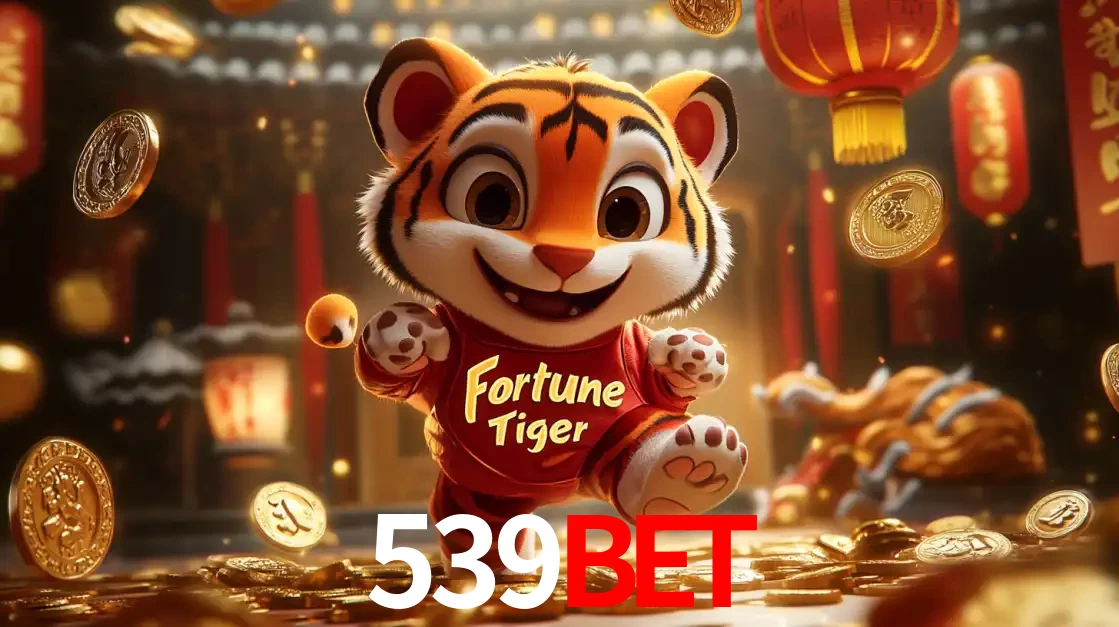 O alegre personagem do Fortune Tiger correndo sobre um caminho de moedas de ouro, simbolizando os grandes prêmios e a diversão do popular jogo de slot do 539bet.