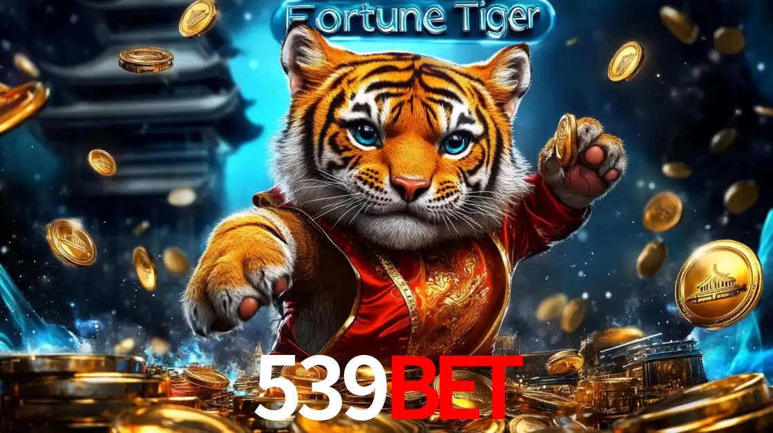Imagem promocional do jogo de slot Fortune Tiger, com um tigre majestoso em traje tradicional cercado por uma fortuna em moedas de ouro, disponível agora no cassino 539bet.