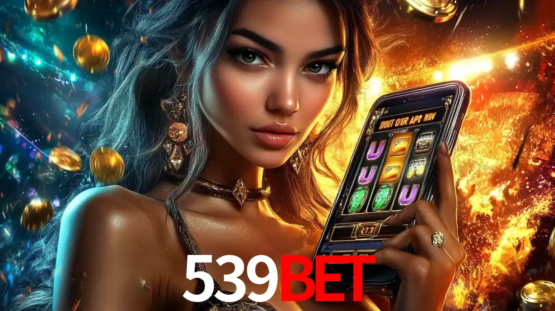Mulher elegante mostrando um jogo de caça-níqueis em seu smartphone, destacando a experiência de cassino móvel oferecida pelo aplicativo 539bet.